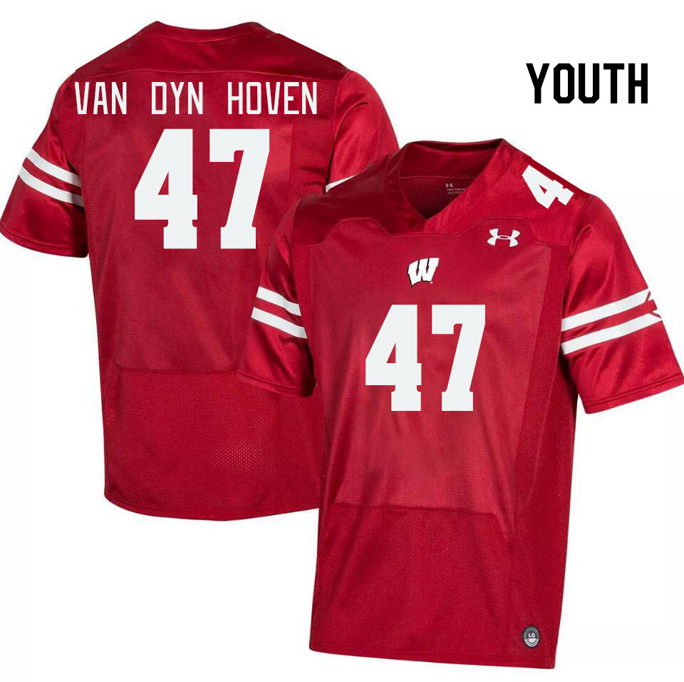 Youth #47 Evan Van Dyn Hoven Wisconsin Badgers College Football Jerseys Stitched Sale-Red - Click Image to Close